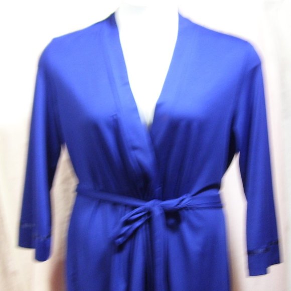 Linea Donatella Navy Short Knit Kimono/Wrap Robe Size S - Picture 1 of 4